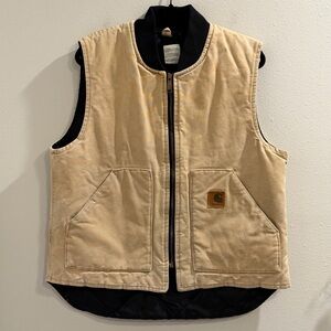 Carhartt Vintage Men’s Large Tan Canvas Vest V02WET Workwear Made USA Union Made
